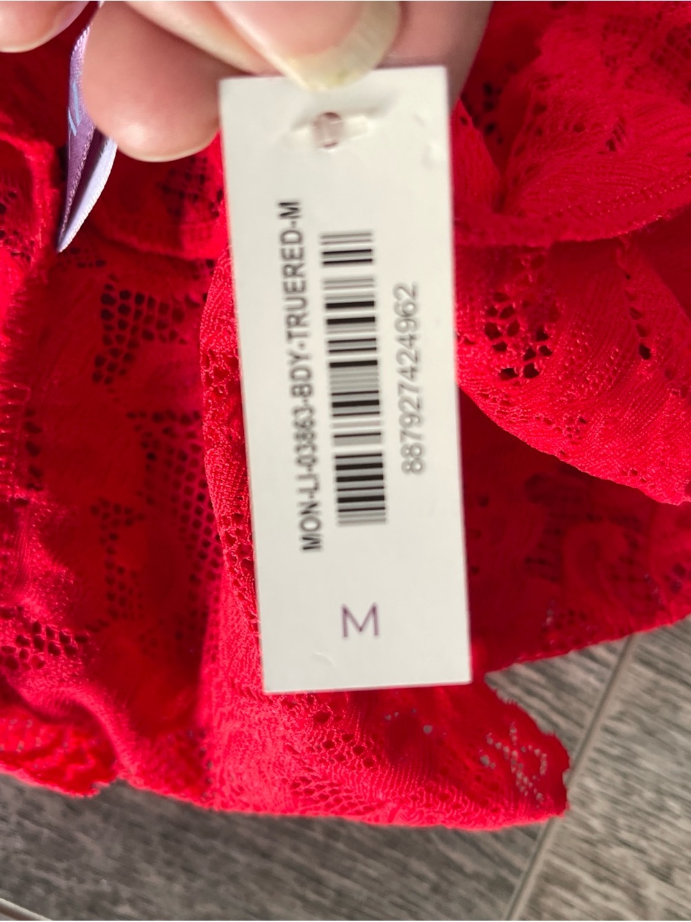Adore Me Red Floral Lace Halter Teddy - Picture 3 of 6
